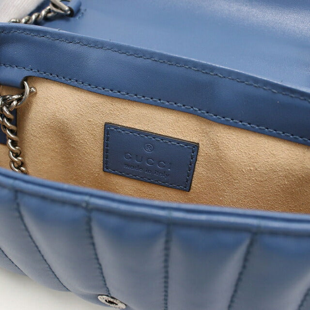中古 グッチ ショルダーバッグ レディース ブランド GUCCI GGマーモント チェーン レザー 476433 ブルー USDGU110446011