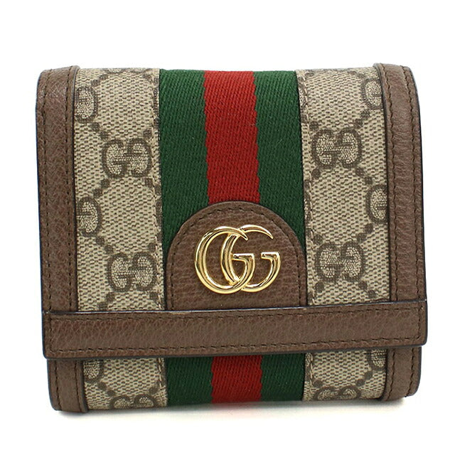 中古 グッチ 二つ折り財布 二折財布 コンパクト レディース ブランド GUCCI オフィディア 598662 ベージュ USDGU110608011