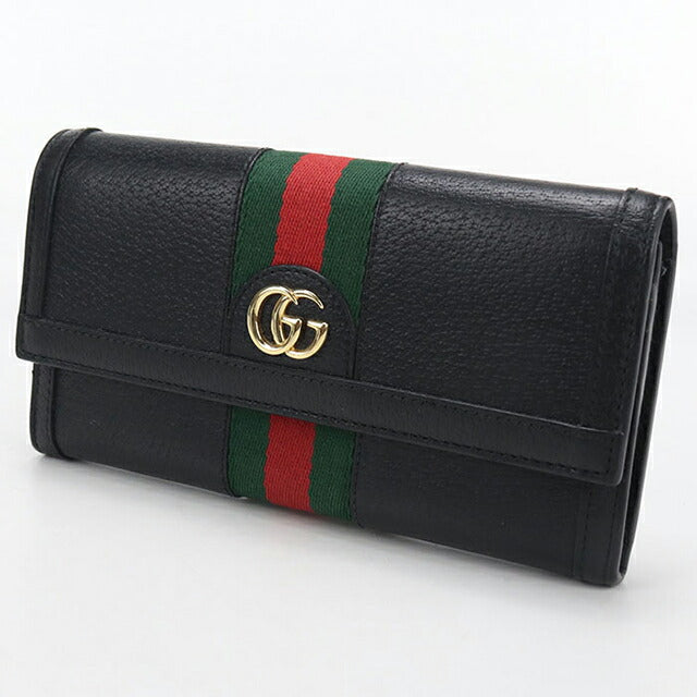Used Gucci long wallet bi-fold ladies brand GUCCI Ophidia Continental wallet leather 523153 black USDGU110850011