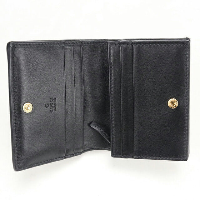 中古 グッチ 二つ折り財布 二折財布 コンパクト レディース ブランド GUCCI GGマトラッセ カードケース ウォレット レザー 723786 ブラック USDGU111475011