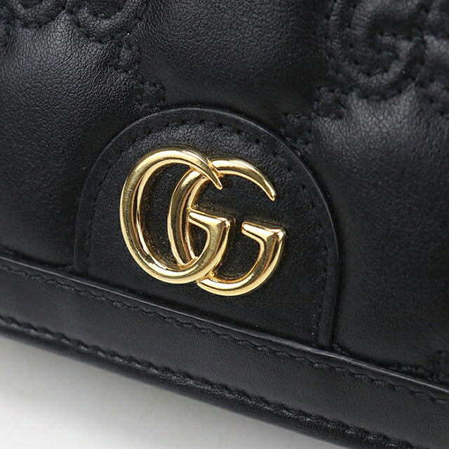 中古 グッチ 二つ折り財布 二折財布 コンパクト レディース ブランド GUCCI GGマトラッセ カードケース ウォレット レザー 723786 ブラック USDGU111475011