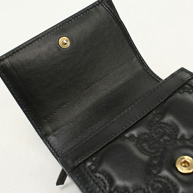 中古 グッチ 二つ折り財布 二折財布 コンパクト レディース ブランド GUCCI GGマトラッセ レザー 723799 ブラック USDGU111723011