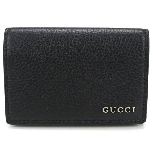 中古 グッチ 名刺入れ メンズ ブランド GUCCI グッチロゴ カードケース レザー 771152 ブラック USDGU112158011