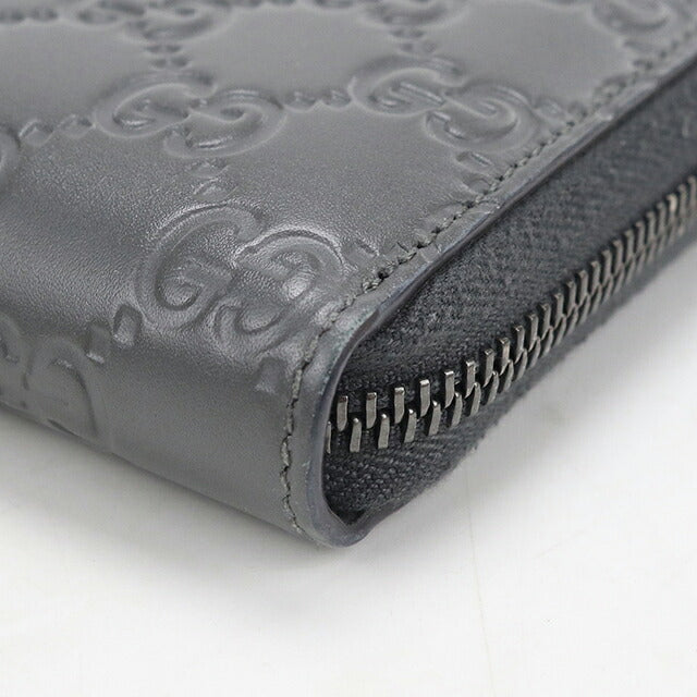 二手 Gucci 长钱包圆形拉链男装品牌 GUCCI Guccisima 皮革 307987 灰色 USDGU112283011