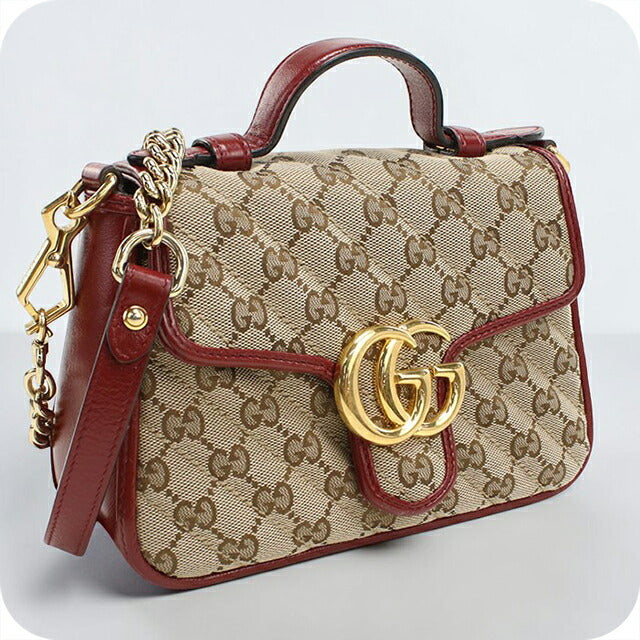 中古 グッチ ハンドバッグ レディース ブランド GUCCI GGマーモント ミニ トップハンドルバッグ レザー 583571 ベージュ USDGU112312011