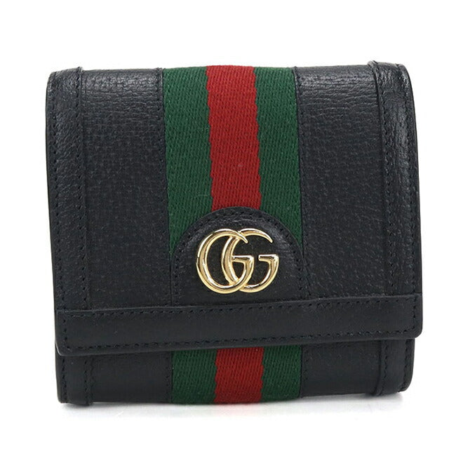 中古 グッチ 二つ折り財布 二折財布 レディース ブランド GUCCI オフィディア コンパクトウォレット レザー 719887 ブラック USDGU112609011