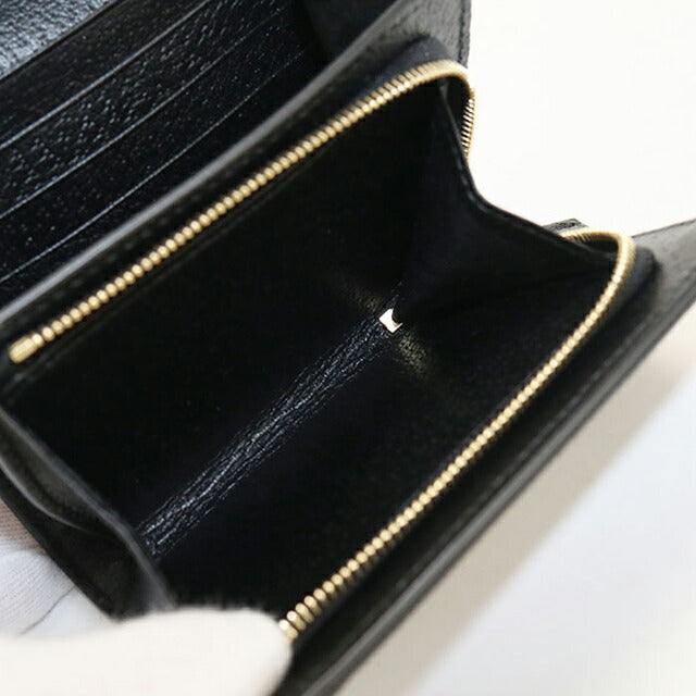 中古 グッチ 二つ折り財布 二折財布 レディース ブランド GUCCI オフィディア コンパクトウォレット レザー 719887 ブラック USDGU112609011