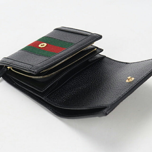 中古 グッチ 二つ折り財布 二折財布 レディース ブランド GUCCI オフィディア レザー 719887 ブラック USDGU114011011