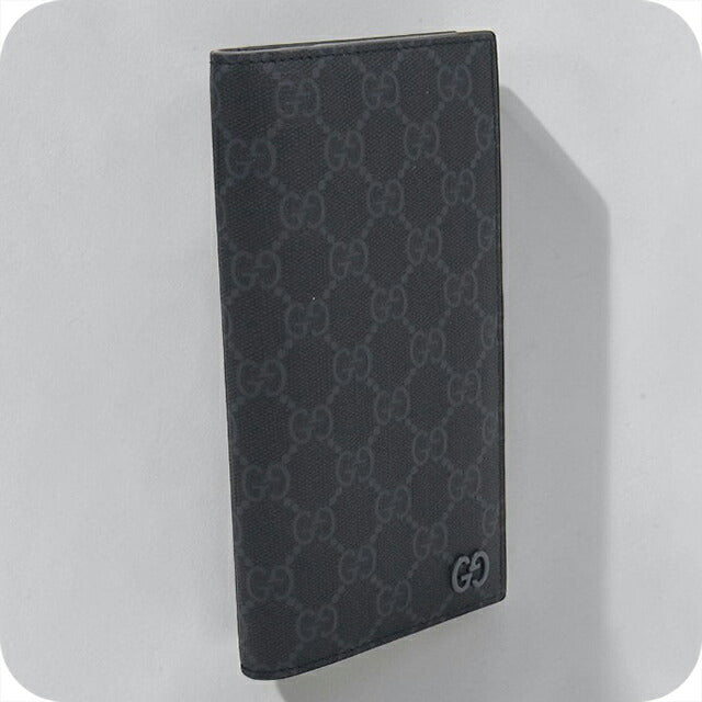 中古 グッチ 長財布ニ折小銭入付き メンズ ブランド GUCCI GGスプリーム ロングウォレット グレーインテリア 856563 ブラック USDGU114015011