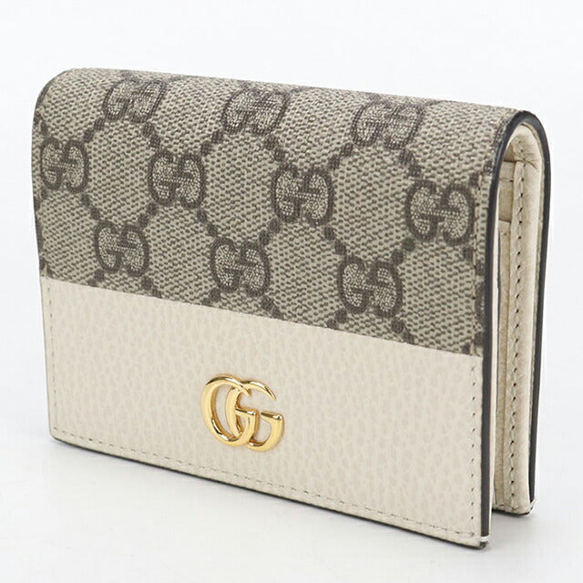 中古 グッチ 二つ折り財布 二折財布 レディース ブランド GUCCI ダブルG バイカラー カードケース ウォレット 658610 ベージュ USDGU114295011