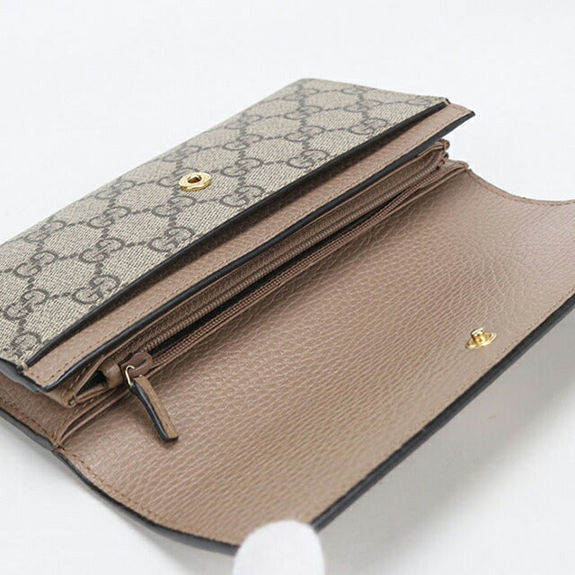中古 グッチ 長財布二折 レディース ブランド GUCCI ダブルG バイカラー コンチネンタルウォレット レザー 456116 ベージュ USDGU114298011