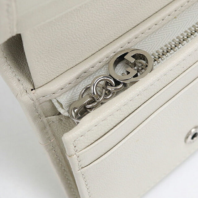 中古 グッチ 二つ折り財布 二折財布 レディース ブランド GUCCI ブロンディ レザー 760317 ホワイト USDGU114483011
