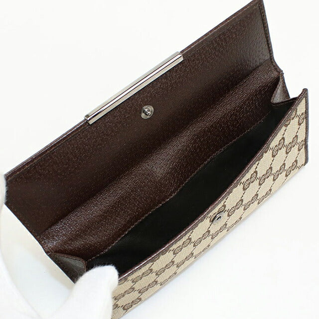 中古 グッチ 長財布二折 レディース ブランド GUCCI GGキャンバス Wホック 112715 ベージュ USDGU114693011