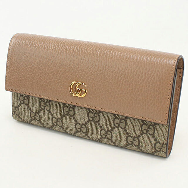 中古 グッチ 長財布二折 レディース ブランド GUCCI ダブルG バイカラー コンチネンタルウォレット 456116 ベージュ USDGU115113011