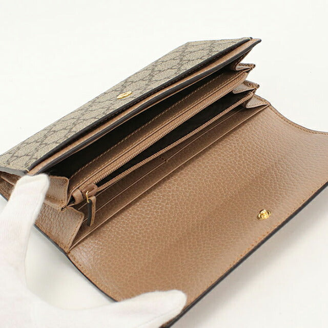 中古 グッチ 長財布二折 レディース ブランド GUCCI ダブルG バイカラー コンチネンタルウォレット 456116 ベージュ USDGU115113011