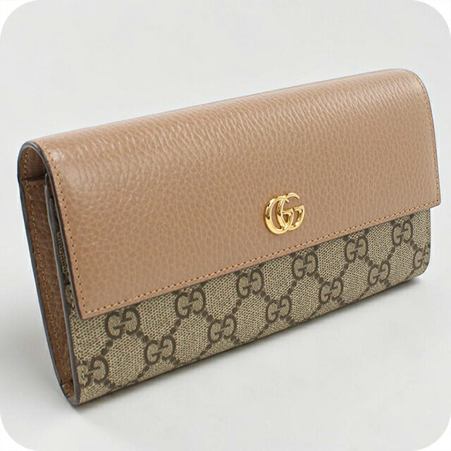 中古 グッチ 長財布二折 レディース ブランド GUCCI ダブルG バイカラー コンチネンタルウォレット 456116 ベージュ USDGU115113011