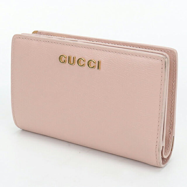 中古 グッチ 二つ折り財布 二折財布 レディース ブランド GUCCI グッチ スクリプト レザー 772640 ピンク USDGU115159011