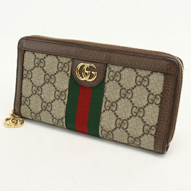 中古 グッチ 長財布ラウンドファスナー レディース ブランド GUCCI オフィディア ジップアラウンドウォレット レザー 523154 ベージュ USDGU115242011