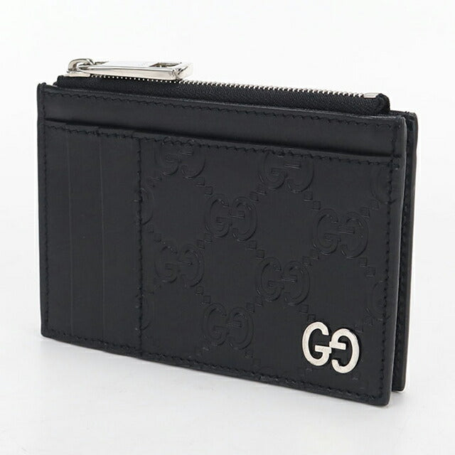 中古 グッチ カードケース メンズ ブランド GUCCI グッチシマ フラグメントケース レザー 597560 ブラック USDGU115279011