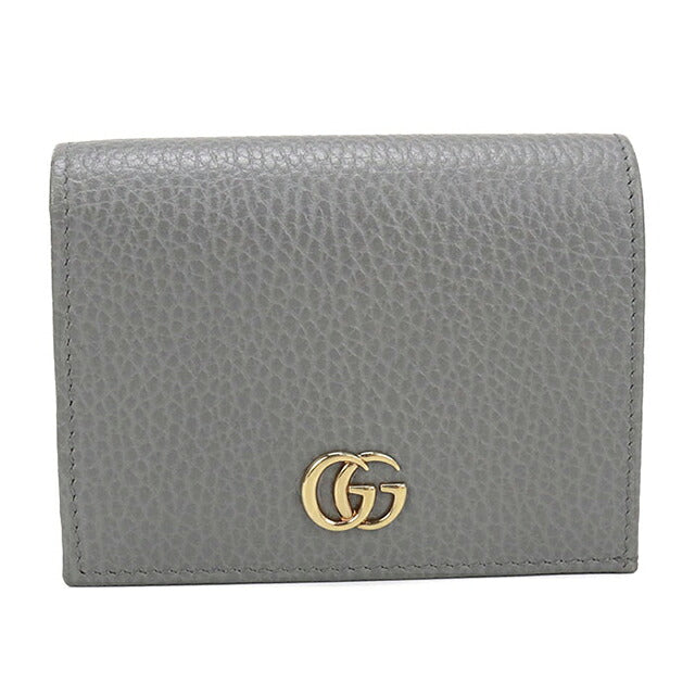 中古 グッチ 二つ折り財布 二折財布 コンパクト レディース ブランド GUCCI ダブルG スモールウォレット レザー 456126 グレー USDGU115848011