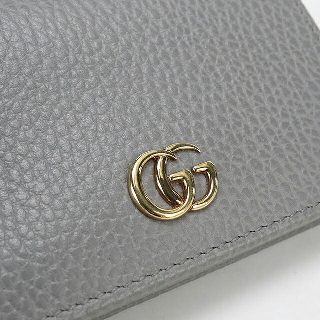 中古 グッチ 二つ折り財布 二折財布 コンパクト レディース ブランド GUCCI ダブルG スモールウォレット レザー 456126 グレー USDGU115848011