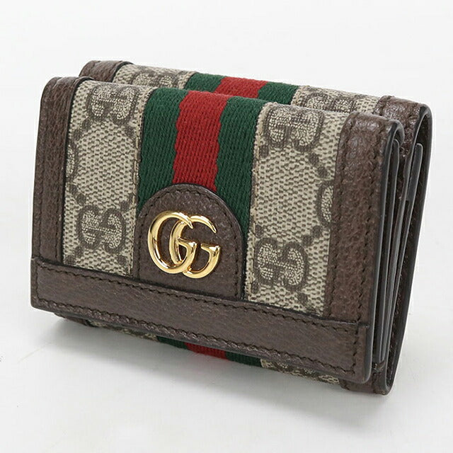 中古 グッチ 三つ折り財布 三折財布 コンパクト レディース ブランド GUCCI オフィディア 735099 ベージュ USDGU115850011