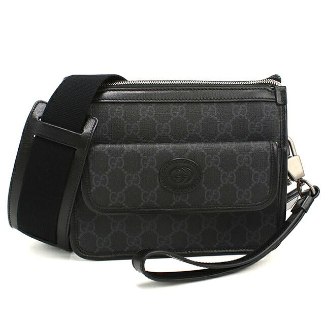 中古 グッチ ショルダーバッグ メンズ ブランド GUCCI インターロッキングG 2WAY 674164 ブラック USDGU115997011
