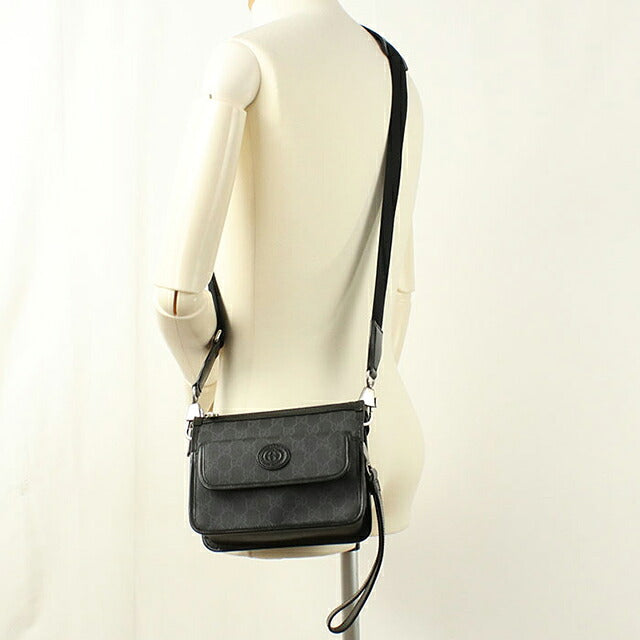 中古 グッチ ショルダーバッグ メンズ ブランド GUCCI インターロッキングG 2WAY 674164 ブラック USDGU115997011