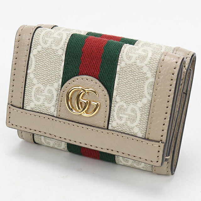 中古 グッチ 三つ折り財布 三折財布 コンパクト レディース ブランド GUCCI オフィディア 735099 ベージュ USDGU117554011