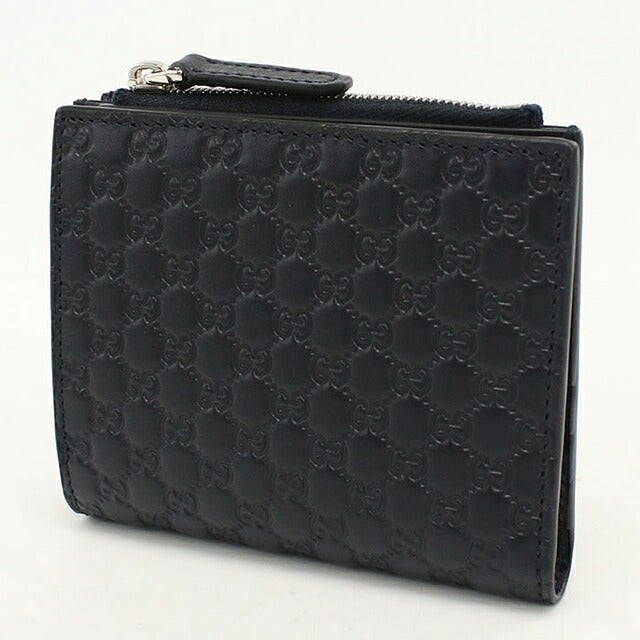 中古 グッチ 二つ折り財布 二折財布 コンパクト ユニセックス ブランド GUCCI マイクログッチシマ レザー 544475 ネイビー USDGU117693011