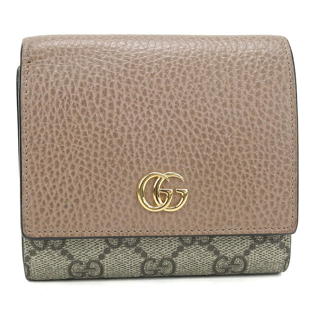 二手 Gucci 双折钱包 双折钱包 紧凑女士品牌 GUCCI 双 G 双色中号钱包 598587 米色 USDGU117944011
