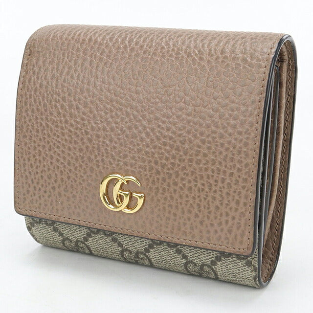 二手 Gucci 双折钱包 双折钱包 紧凑女士品牌 GUCCI 双 G 双色中号钱包 598587 米色 USDGU117944011
