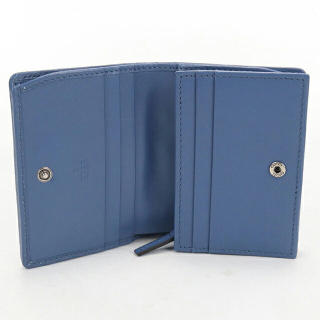 中古 グッチ 二つ折り財布 二折財布 コンパクト レディース ブランド GUCCI ダブルG スモールウォレット 466492 ブルー USDGU118230011