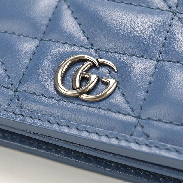 中古 グッチ 二つ折り財布 二折財布 コンパクト レディース ブランド GUCCI ダブルG スモールウォレット 466492 ブルー USDGU118230011
