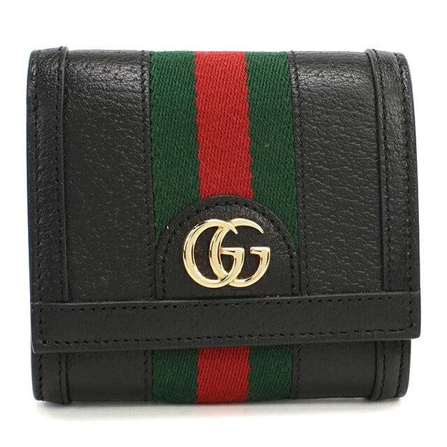 中古 グッチ 二つ折り財布 二折財布 コンパクト レディース ブランド GUCCI オフィディア ミディアムウォレット レザー 598662 ブラック USDGU118373011