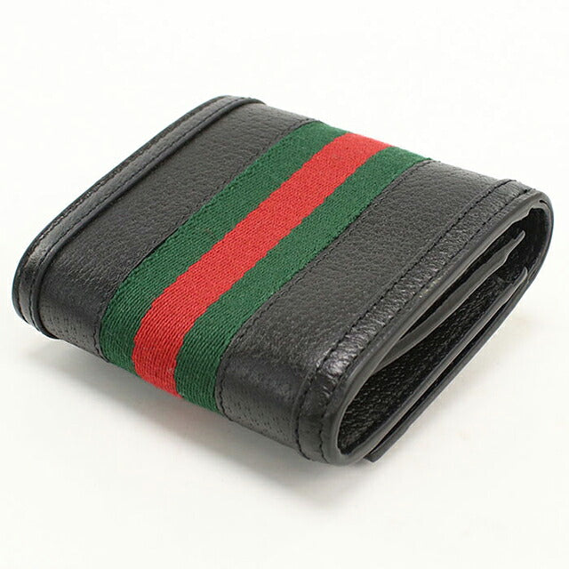 中古 グッチ 二つ折り財布 二折財布 コンパクト レディース ブランド GUCCI オフィディア ミディアムウォレット レザー 598662 ブラック USDGU118373011