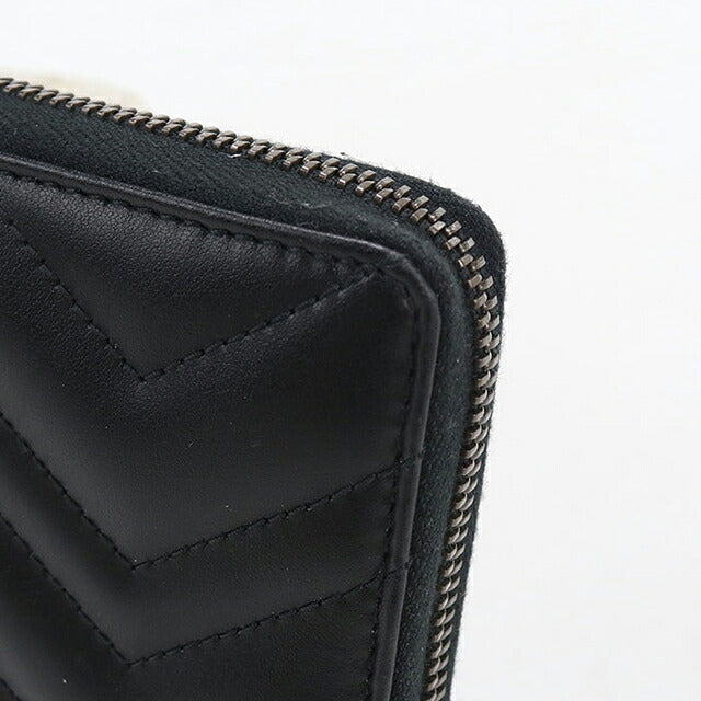 中古 グッチ 長財布ラウンドファスナー レディース ブランド GUCCI GGマーモント レザー 443123 ブラック USDGU118422011
