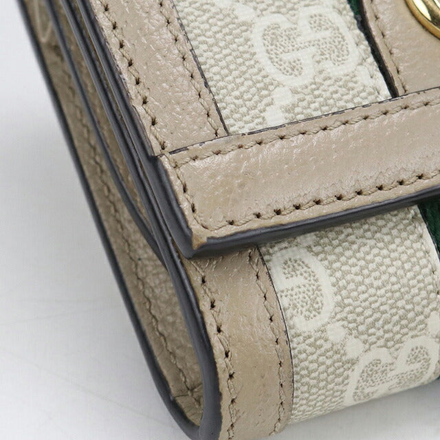 中古 グッチ 二つ折り財布 二折財布 コンパクト レディース ブランド GUCCI オフィディア ミディアム ウォレット レザー 598662 ベージュ USDGU118431011