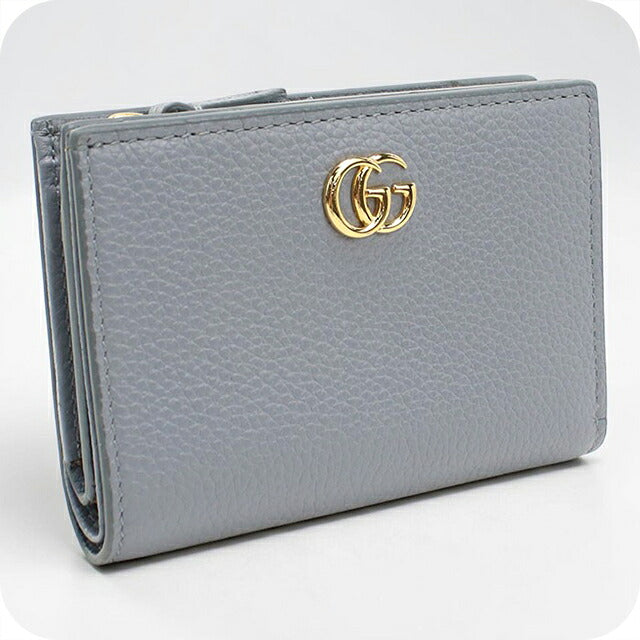 グッチ 二つ折り財布 二折財布 コンパクト レディース ブランド GUCCI ダブルG バイカラー スモールウォレット レザー 772738 ブルー USDGU118983011
