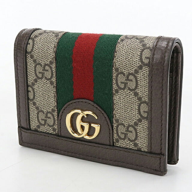 中古 グッチ 二つ折り財布 二折財布 コンパクト レディース ブランド GUCCI オフィディア GG カードケース ウォレット 523155 ベージュ USDGU119420011