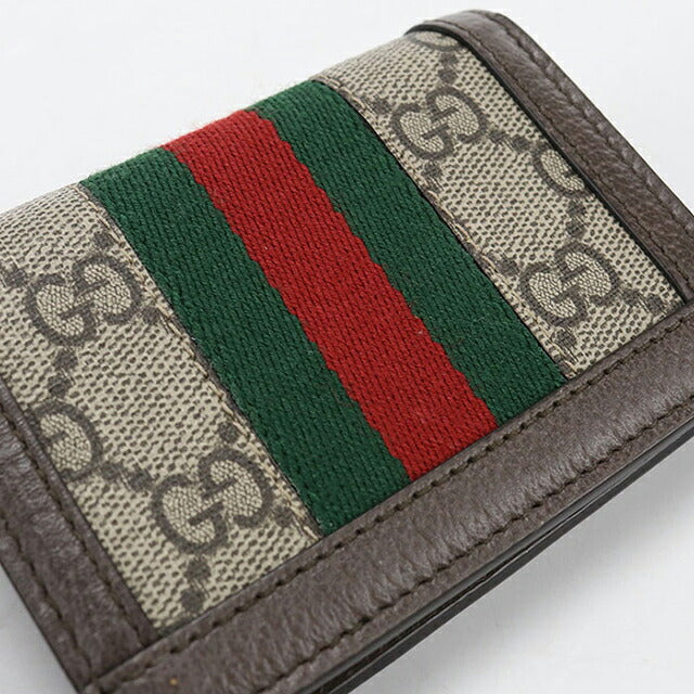 中古 グッチ 二つ折り財布 二折財布 コンパクト レディース ブランド GUCCI オフィディア GG カードケース ウォレット 523155 ベージュ USDGU119420011