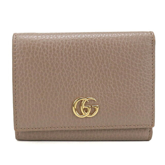 中古 グッチ 三つ折り財布 三折財布 コンパクト レディース ブランド GUCCI GGマーモント レザー 474746 ブラウン USDGU119511011