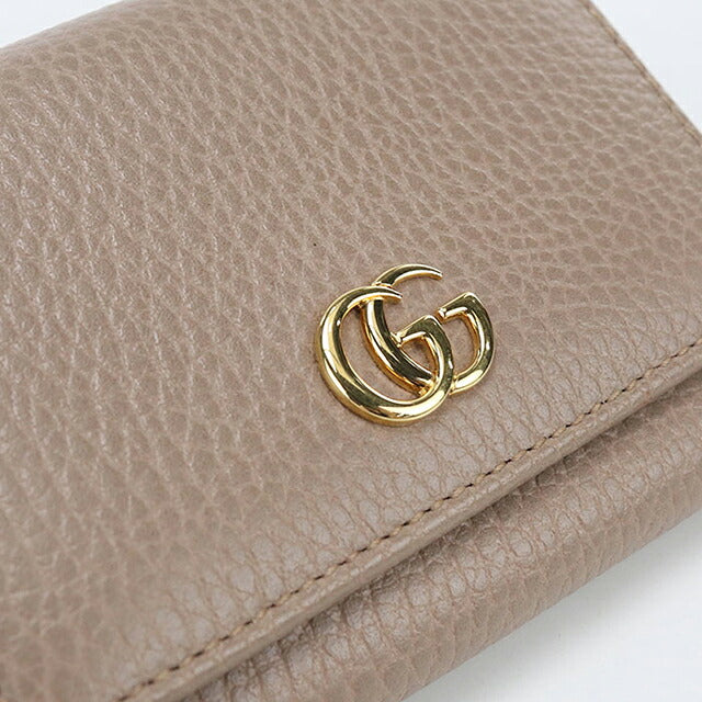 中古 グッチ 三つ折り財布 三折財布 コンパクト レディース ブランド GUCCI GGマーモント レザー 474746 ブラウン USDGU119511011