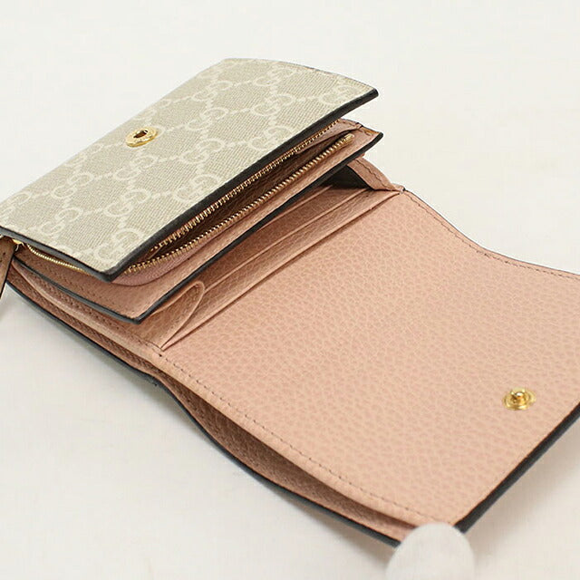 中古 グッチ 二つ折り財布 二折財布 コンパクト レディース ブランド GUCCI ダブルG ミディアム ウォレット レザー 598587 ピンク USDGU119546011