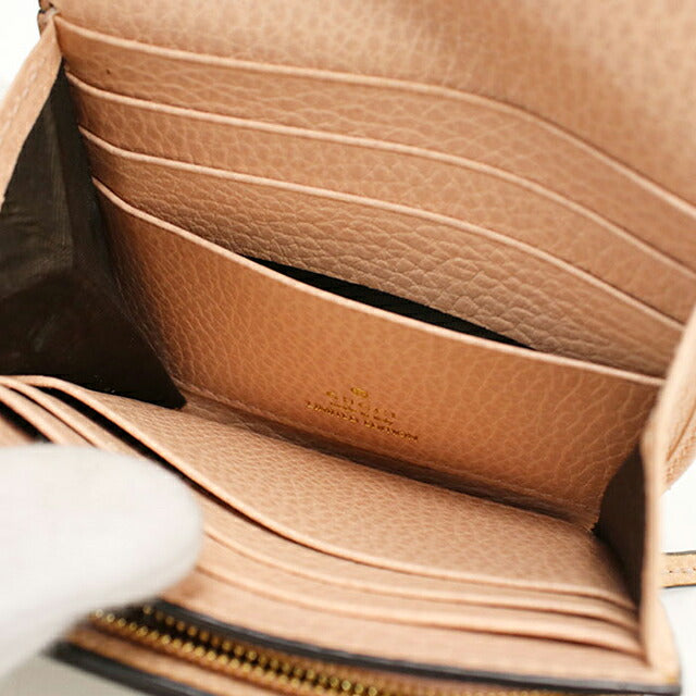 中古 グッチ 二つ折り財布 二折財布 コンパクト レディース ブランド GUCCI ダブルG ミディアム ウォレット レザー 598587 ピンク USDGU119546011