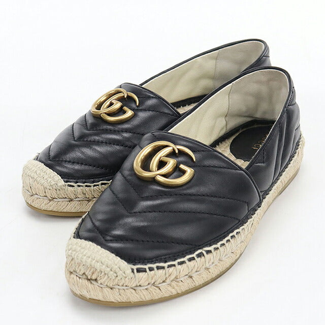 中古 グッチ エスパドリーユ レディース ブランド GUCCI エスパドリーユ レザー 551890 ブラック シューズ USDGU119833011