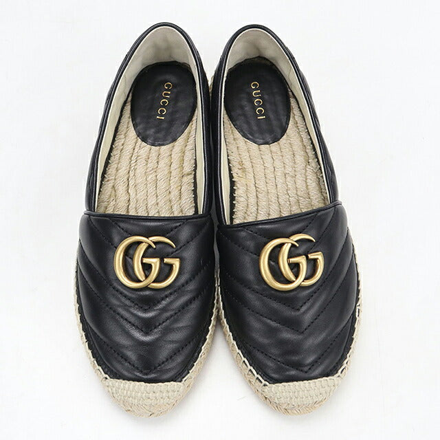 中古 グッチ エスパドリーユ レディース ブランド GUCCI エスパドリーユ レザー 551890 ブラック シューズ USDGU119833011