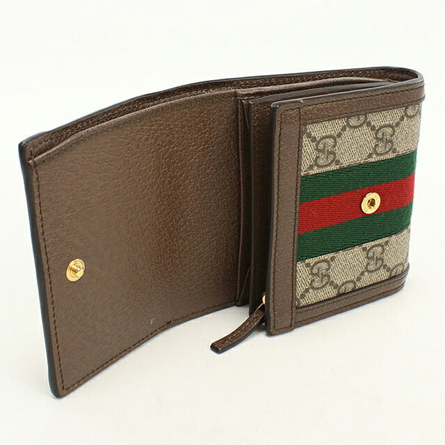 中古 グッチ 二つ折り財布 二折財布 コンパクト レディース ブランド GUCCI オフィディア コンパクトウォレット レザー 598662 ベージュ USDGU119859011