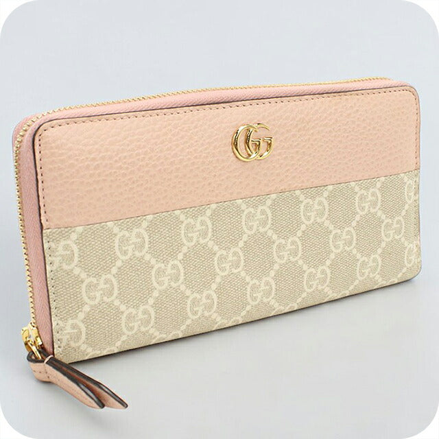 中古 グッチ 長財布ラウンドファスナー レディース ブランド GUCCI ダブルG バイカラー 456117 ピンク USDGU119894011