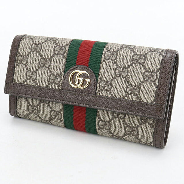 中古 グッチ 長財布二折 レディース ブランド GUCCI オフィディア コンチネンタルウォレット 523153 ベージュ USDGU120087011